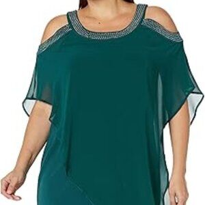 New Alana Emerald Beaded Dress / Size 2X